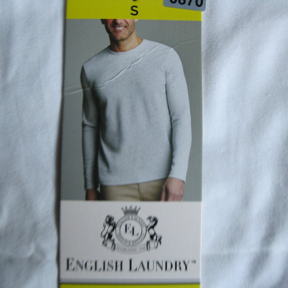 English Laundry Men's Long Sleeve Crewneck  pull on Textured Shirt grey S or L